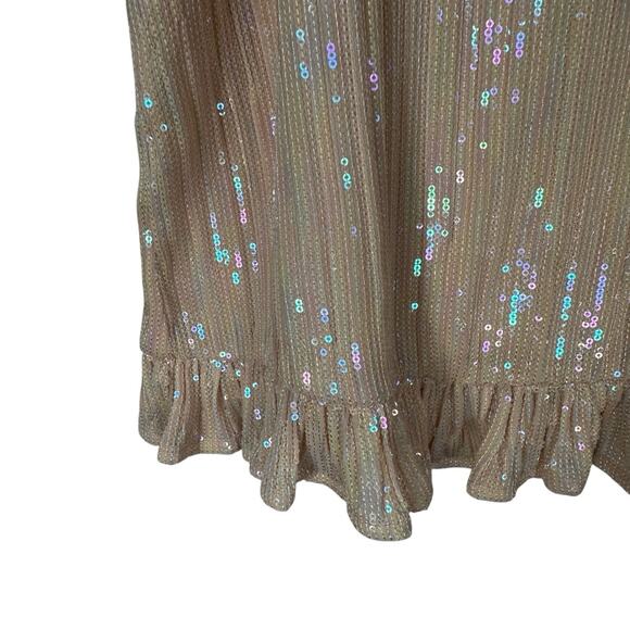 by Anthropologie Amelie Cami Tank Top Womens Size 6 Peach Pink Sequin Ruffle - Picture 14 of 15